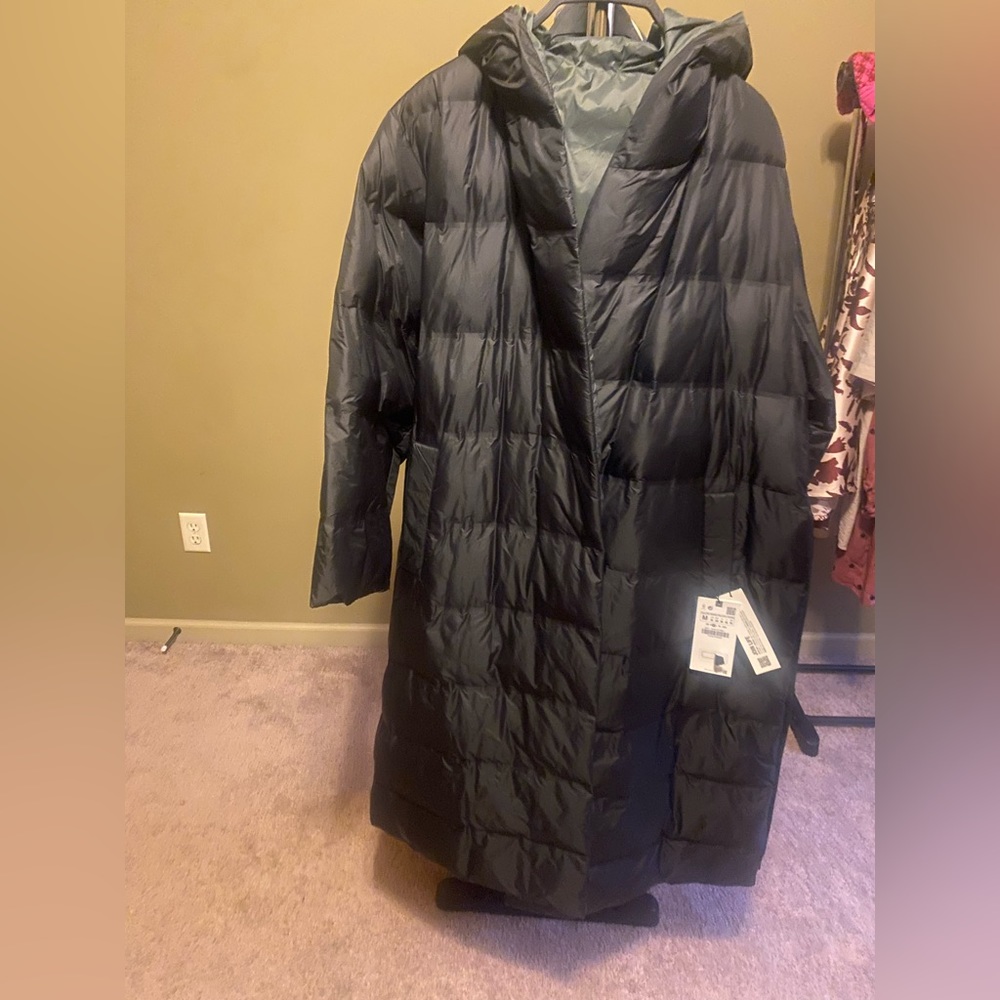 Black & Gray Zara Puffer Coat! Brand New Size M